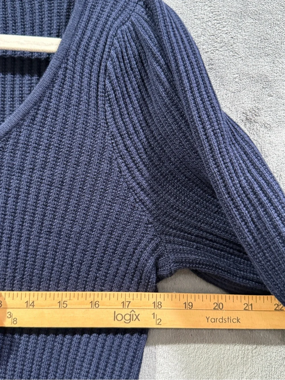 J. Crew Cashmere Blend Ribbed Scoop Neck Puff Sleeve Navy Sweater Top‎ Size M